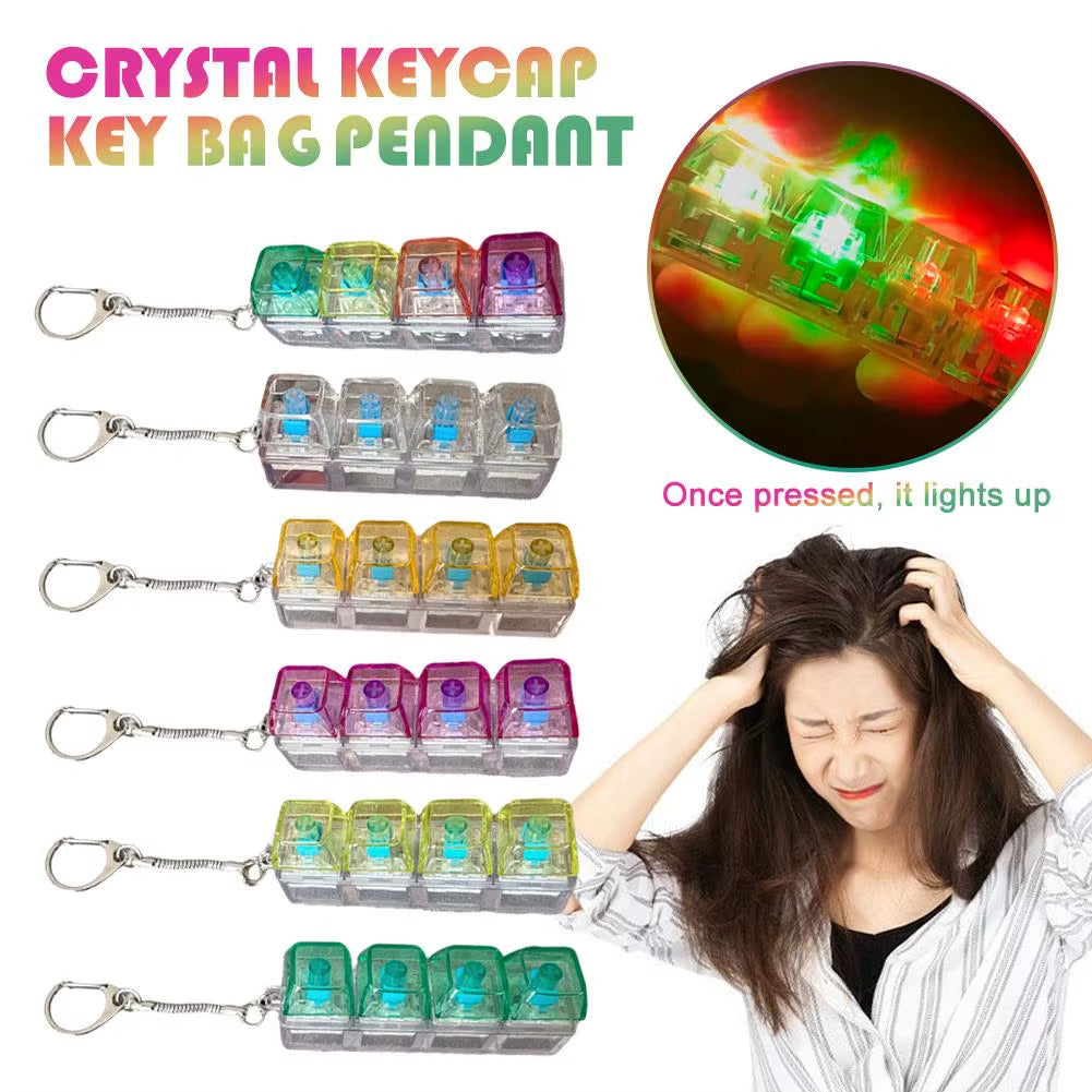 LED Crystal Keycap Keychain Fidget Toy - Stress Relief and Decompression Gadget