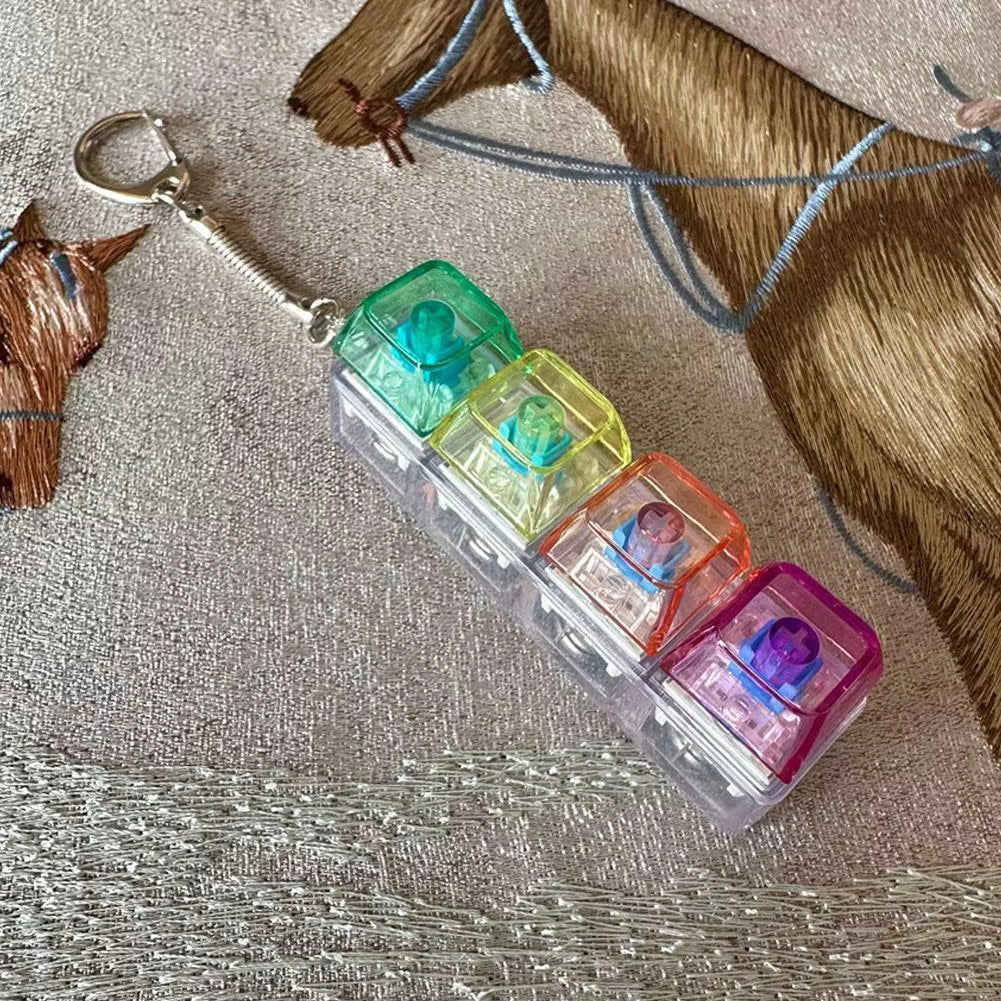 LED Crystal Keycap Keychain Fidget Toy - Stress Relief and Decompression Gadget